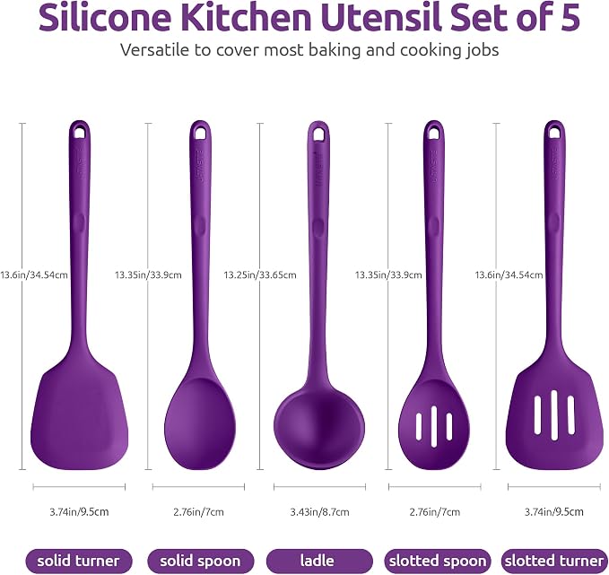 Silicone Kitchen Cooking Utensil Set: U-Taste 600ºF Heat Resistant 13.6in Extra - Image 2