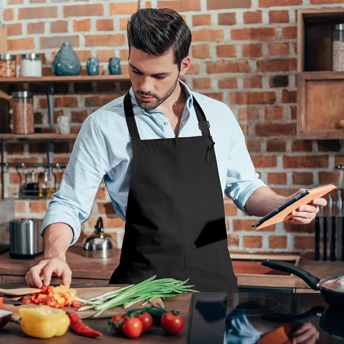 15 Pcs Adult Aprons Bulk with Pockets Adjustable Bib Chef Apron - Image 7