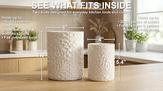 25DOL Large 7.3"+5.4" Engraved Ceramic Utensil Holder - Image 6