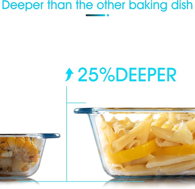 NUTRIUPS 2.4QT Rectangular Deep Glass Baking Dish, Glass Baking Pan - Image 3