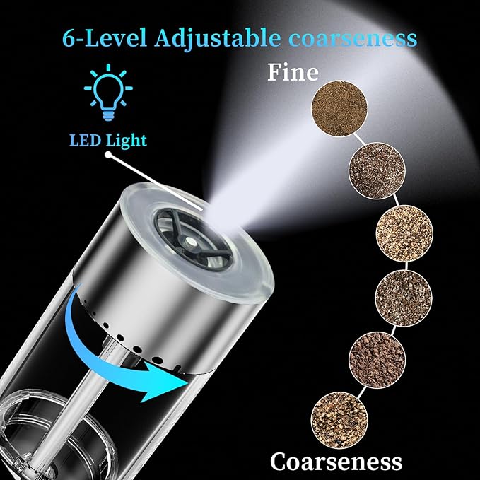 Electric Salt and Pepper Grinder Set Type-C Fast Charging, Automatic Salt and - Image 4