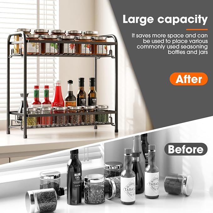 Spice Rack for Countertop, 2-Tier Standing Sturdy Metal Seasoning Organizer - Image 6