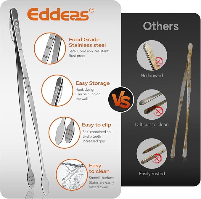 Eddeas Kitchen Tweezers Tongs, Cooking Tweezers Stainless Steel - Image 3