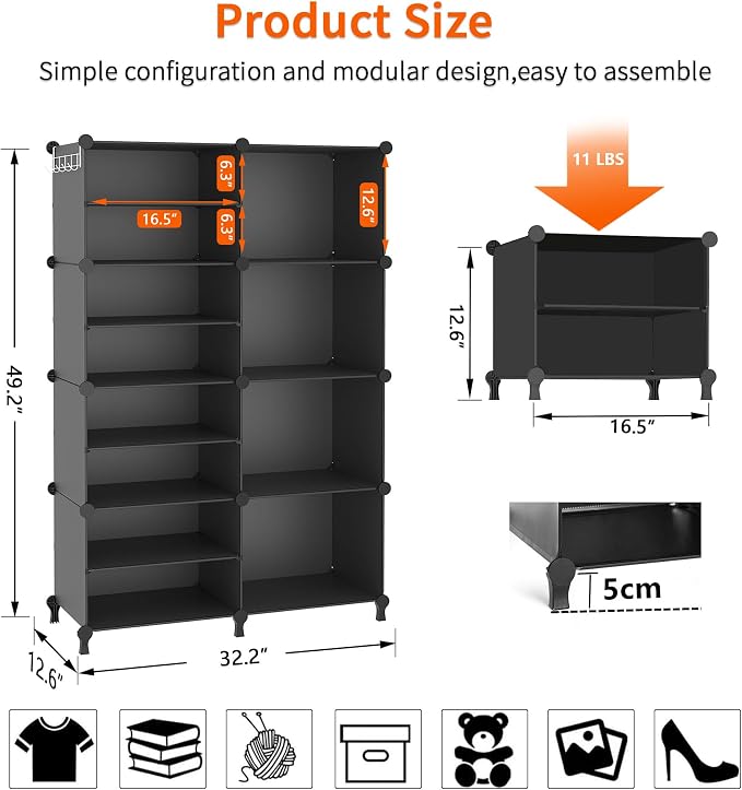 AWTATOS Closet Organizer, 8 Cube Closet Organizers and Storage, Closet Storage - Image 3