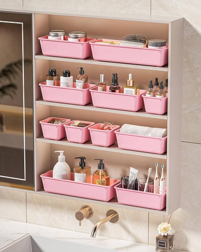 KEMETHY 25 PCS Plastic Drawer Organizers Set, 4 Sizes Vanity Organizer - Image 7