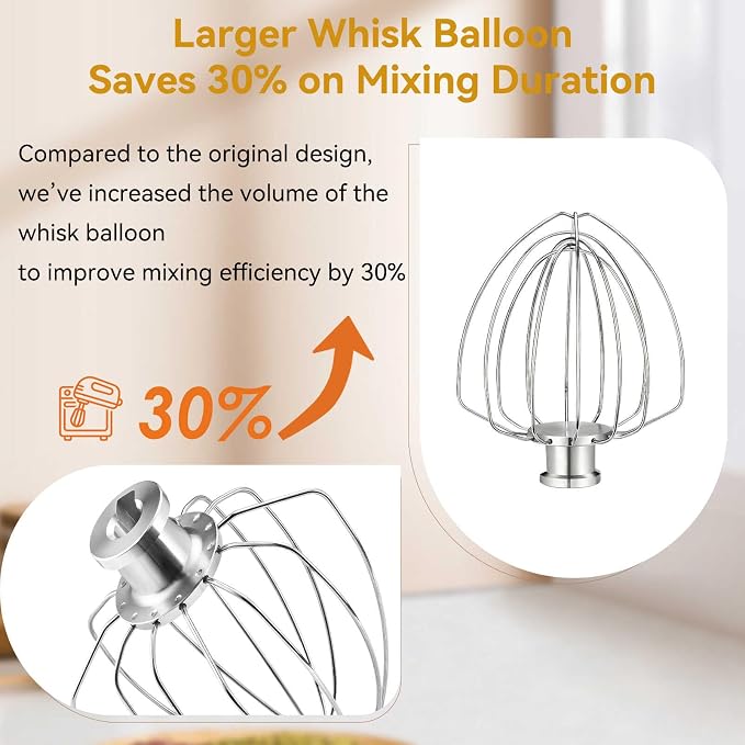 K45WW Whisk Attachment for 4.5 5 QT KitchenAid Tilt-Head Stand Mixer, 6 Wire - Image 3