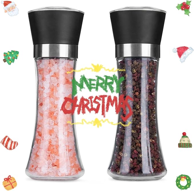 Hotder Premium Pepper and Salt Grinder Set of 2-Refillable Coarseness - Image 2