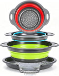 Collapsible Colander Set with Oversized Draining Tray | 3-Pack Foldable Kitchen by CLUREN