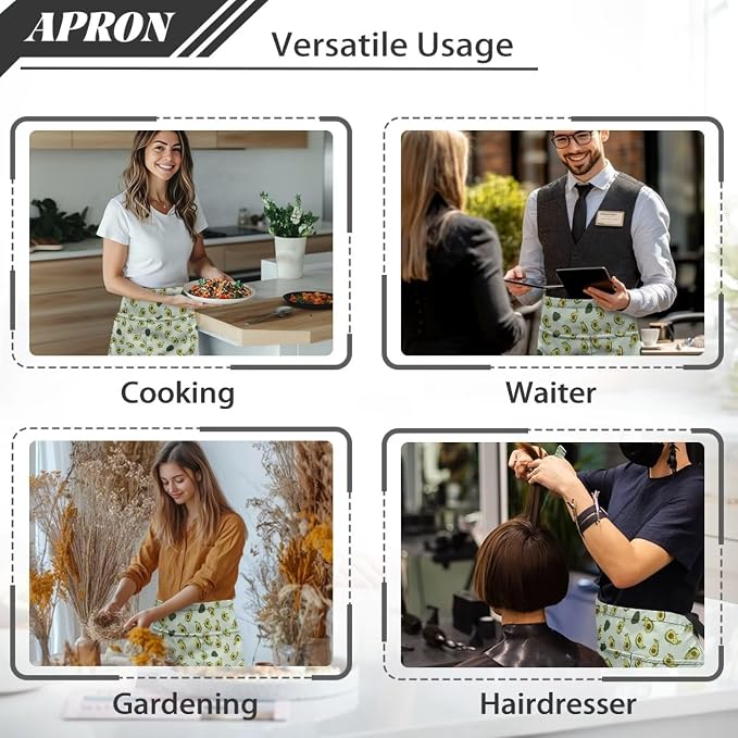 Server Apron with 3 Pockets, Waterproof Oil Waitress Waiter Half Apron - Image 6