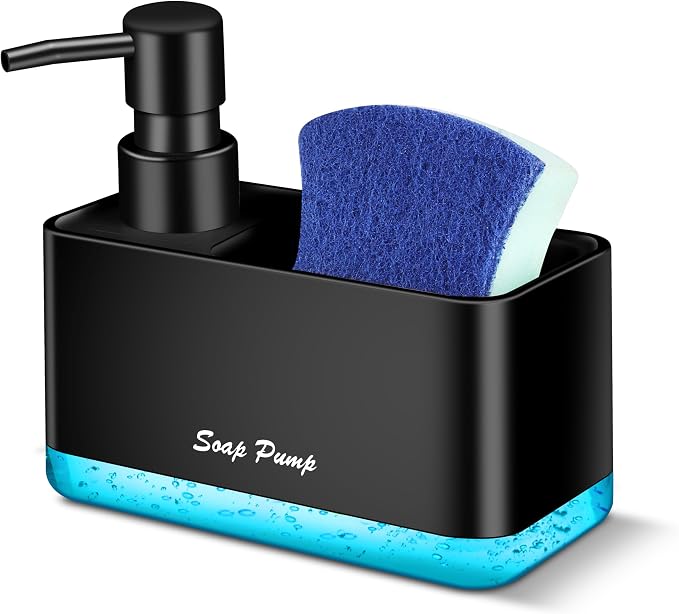 Dish Soap Dispenser with Sponge Holder, 2-in-1 Countertop Small Soap Dispenser by Eavida