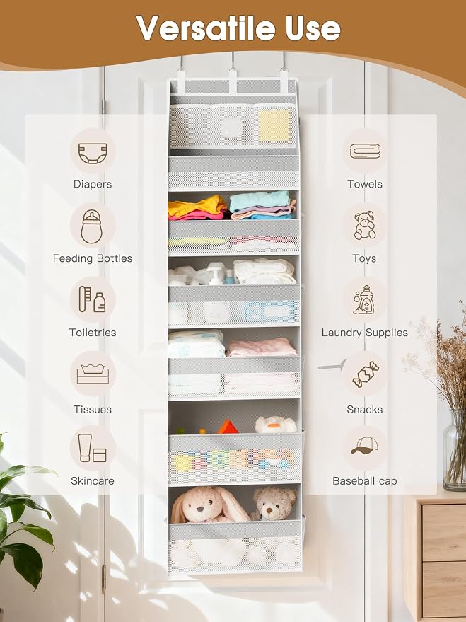 Criusia Over The Door Organizer, Heavy-Duty 6-Shelf Hanging Storage - Image 8