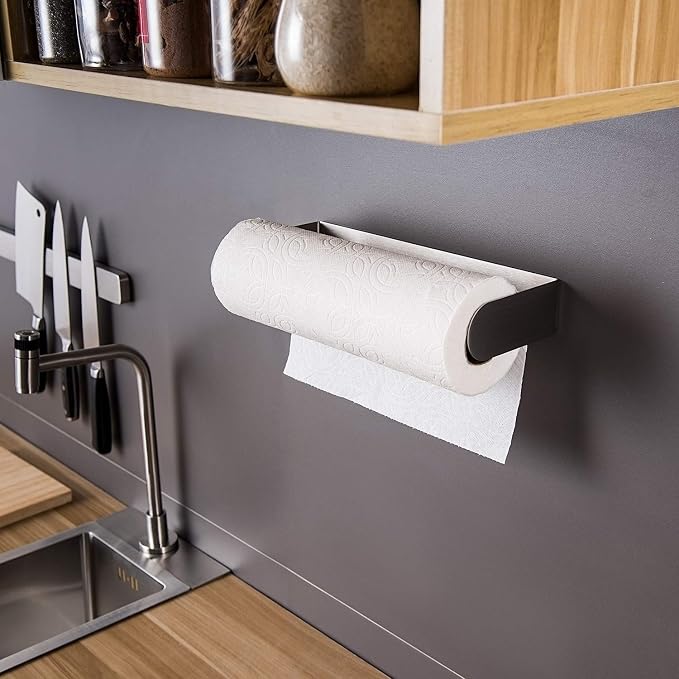 ZUNTO Paper Towel Holder Under Cabinet Self Adhesive Paper Towel Rack, - Image 4