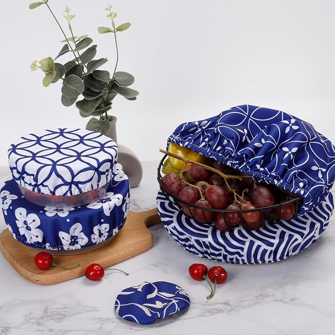 10Pcs Reusable Bowl Covers In 5 Size, Stretch Cloth Fabric Dish Cover Kitchen - Image 4