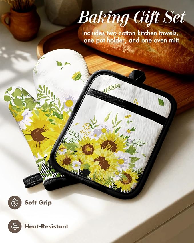 Miss Adola 270 GSM Cotton Kitchen Towels, Oven Mitt and Pot Holder - Image 3