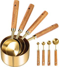 GuDoQi 8Pcs Gold Measuring Cups and Spoons Set, Wooden Handle, Premium by GuDoQi