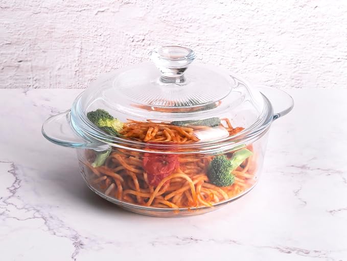 Clear Round Glass Casserole - Image 3