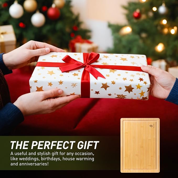 Extra Large Charcuterie Bamboo Board Non Slip Feet Over Sink Wooden Cutting - Image 6