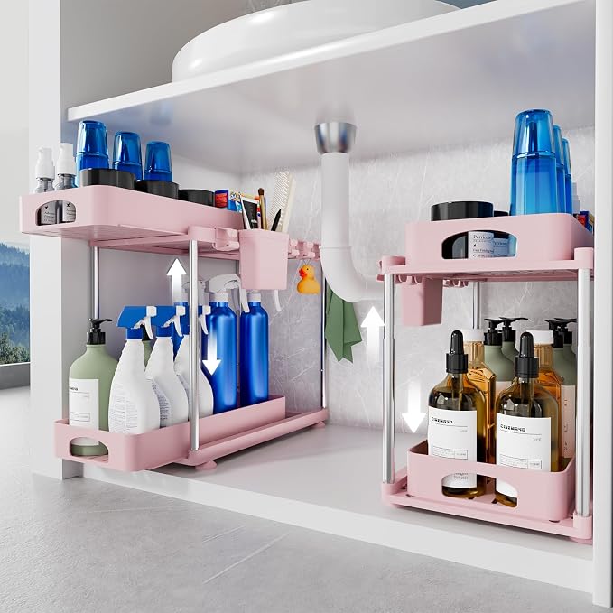 VERIFOST Under Sink Organizer, 2 Pack Kitchen and Bathroom Cabinet Organizer by VERIFOST