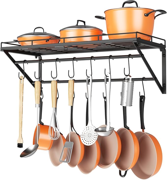 OROPY 31 Inch Wall Mounted Pot Rack Storage Shelf by OROPY