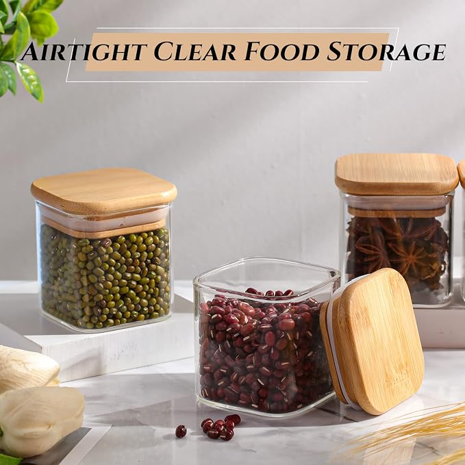 Nuenen Set of 24 Airtight Square Spice Containers 4 oz Glass Spice Jars - Image 5
