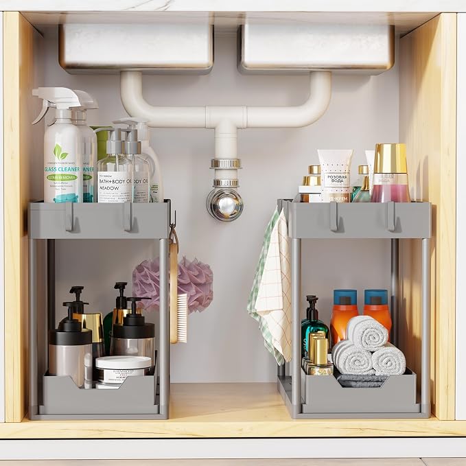 Simple Trending Under Sink Organizer 2 Pack, Sink Pull-Out Sliding Storage - Image 7