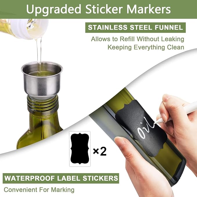 Leaflai Olive Oil Dispenser Bottle, 1 Brush and 1 Funnel Oil Bottles - Image 4