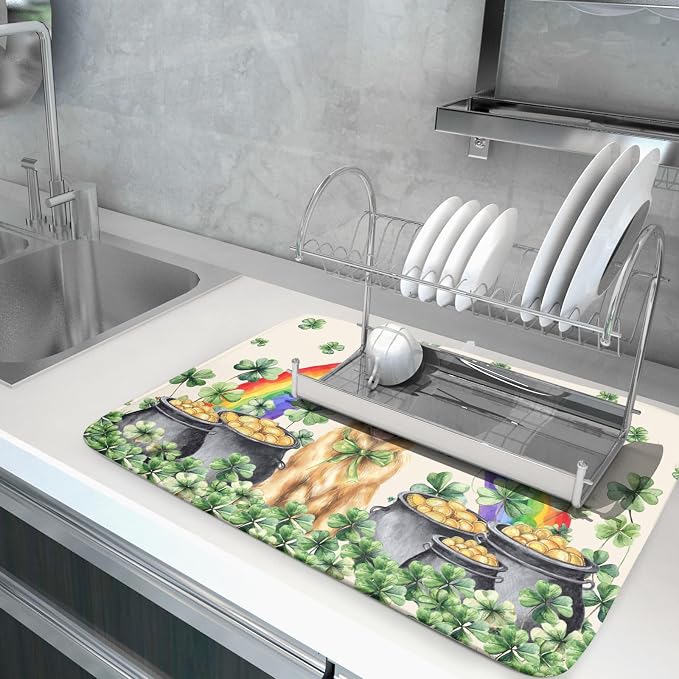 Funny Dog Dish Drying Mats for Kitchen Countertop Large Microfiber Absorbent - Image 5