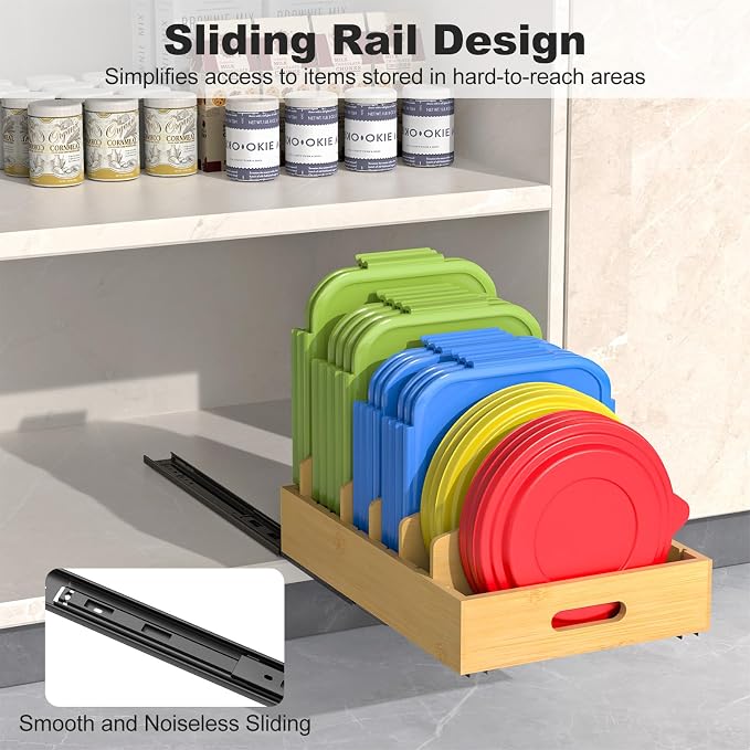 Housolution Pull Out Food Container Lid Organizer - Image 2