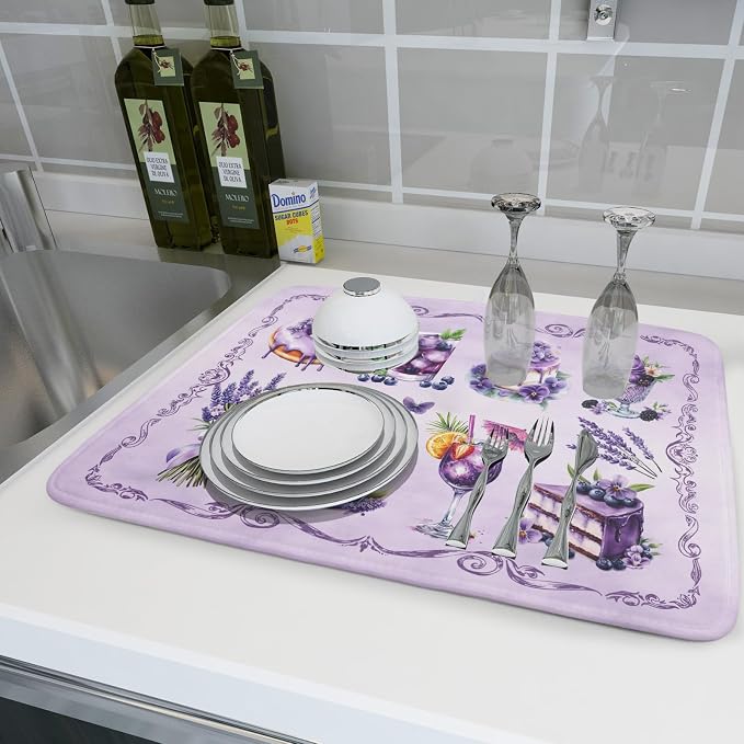 Purple Coffee Matt for Counter Sweet Dish Drying Mats for Dessert Lover Large - Image 6