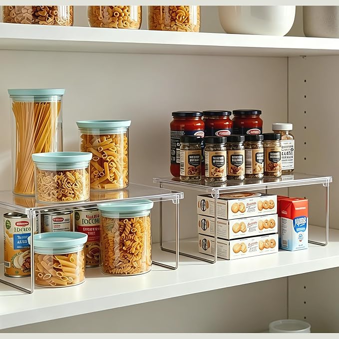 IVYHOME Pantry Organizer, Cabinet Storage Shelf Rack, Stackable Kitchen Cabinet - Image 2