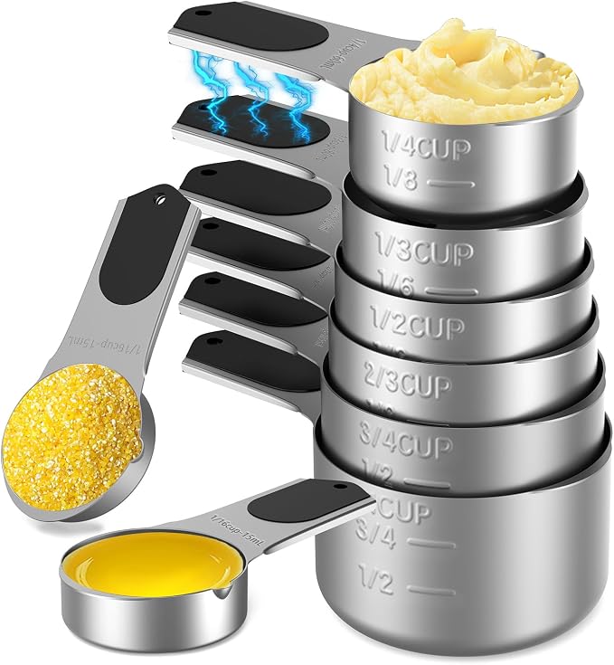 Stianless Steel Magnetic Measuring Cups, Kitchen Aid Cups Measuring set by Unknown