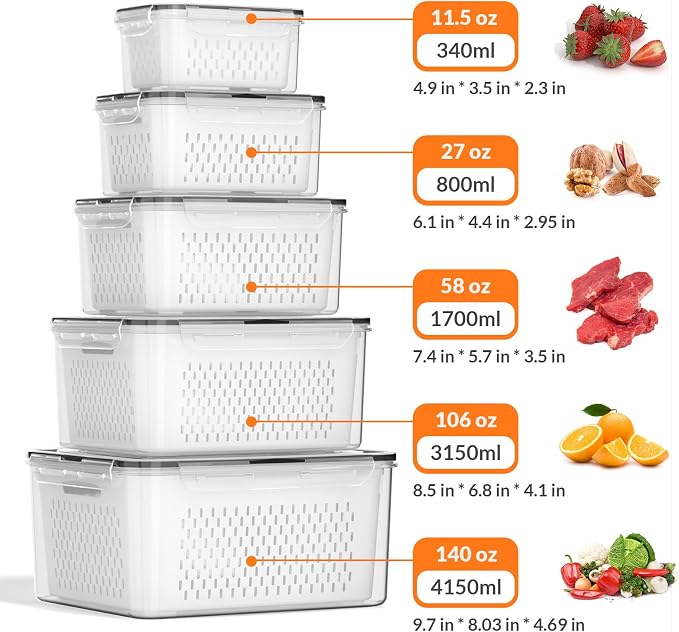 5 PCS Large Fruit Storage Containers - Image 2