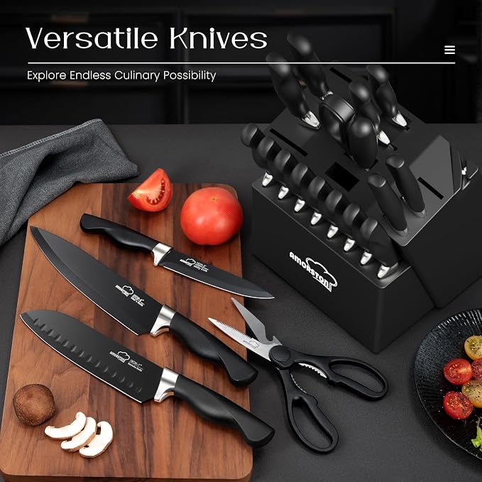 Knife Set, Amorston 21 Pieces Kitchen Knife Set - Image 3