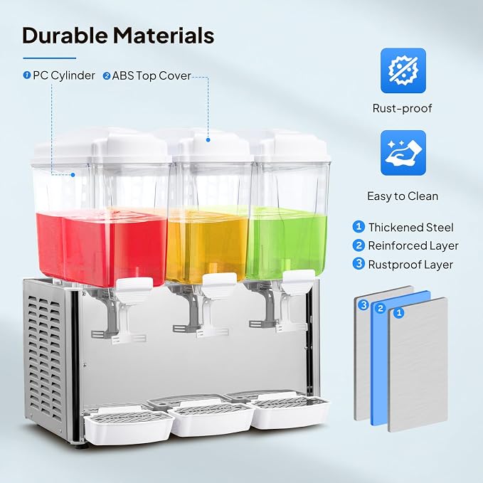 ROVSUN 14.4 Gallon/54L Commercial Beverage Dispenser Drink Dispenser, 18L X 3 - Image 4
