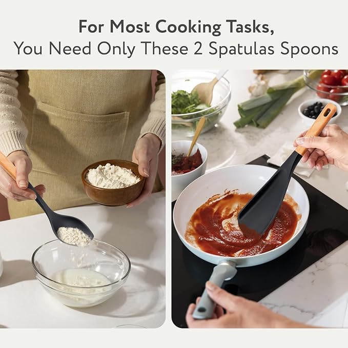 Spatula Spoon 2-Pack, Silicone Cooking Spoon - Image 4