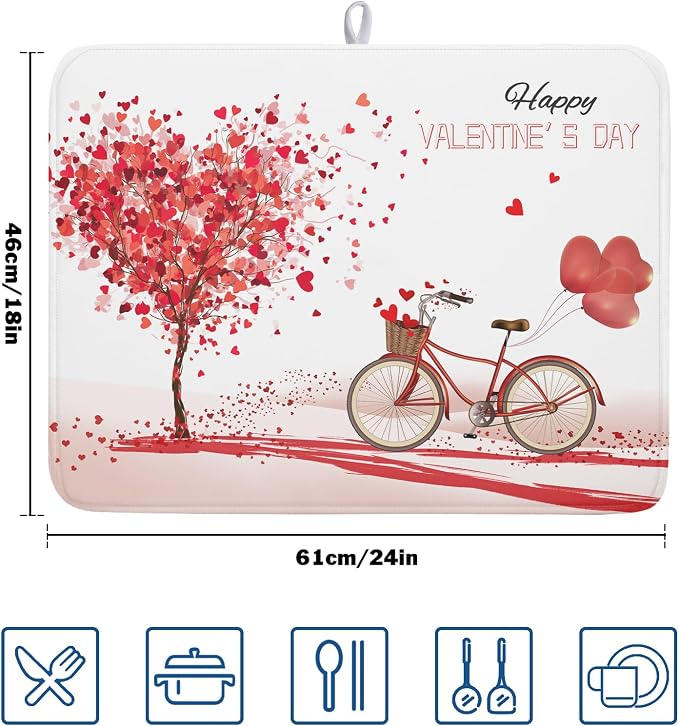 Romantic Valentine's Day Dish Drying Mat - Image 2