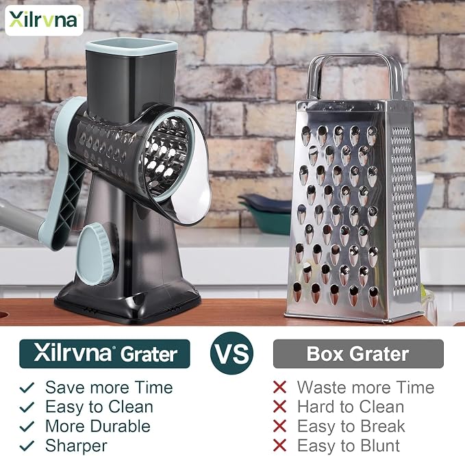 Rotary Cheese Grater with Handle Kitchen Shredder Slicer Grater Slicer Ice - Image 2