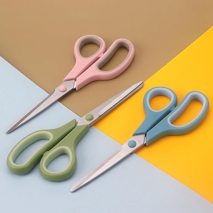 LONGKEY 8.5 Inch Scissors, All-Purpose, Soft Comfort-Grip, Ambidextrous - Image 5