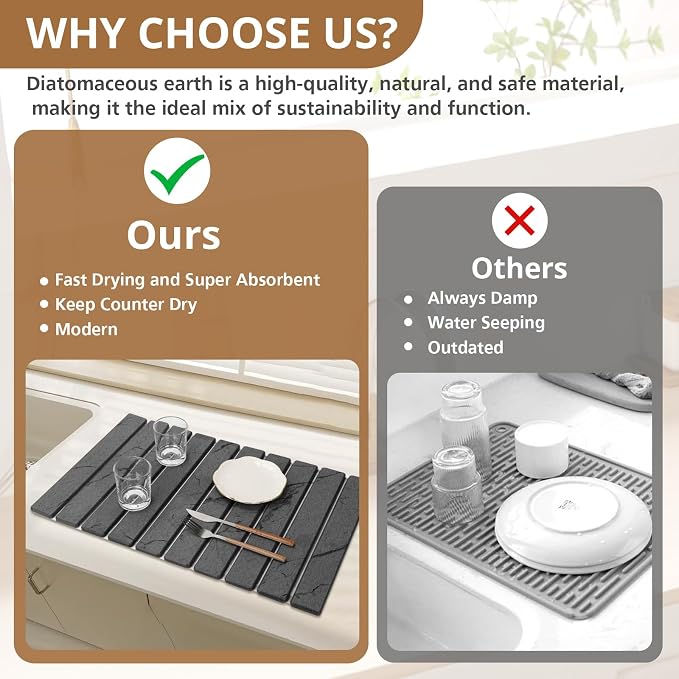 2 PCS Large Stone Dish Drying Mat - Image 5