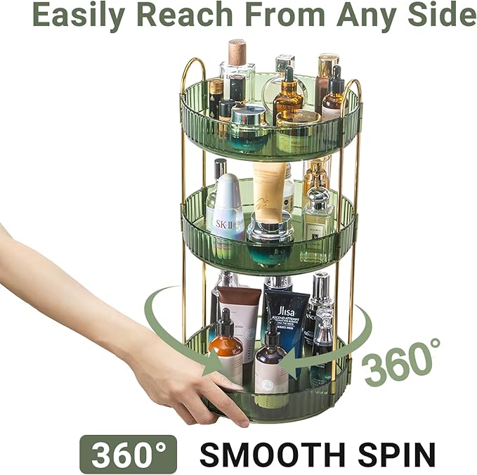 Asayuee 360 Rotating Perfume Organizer, 3 Tier Large Capacity Make Up - Image 3