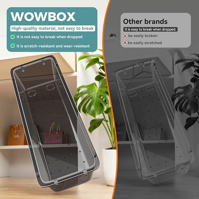 WOWBOX 44 PCS Clear Plastic Drawer Organizer Set, 4 Varied Size storage Bins - Image 5