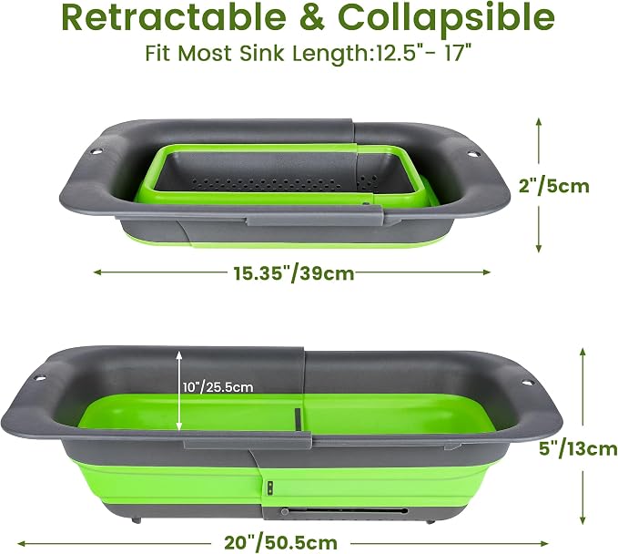ROTTOGOON 7Qt Collapsible Colander Strainer, Expandable Over the Sink Colander - Image 2
