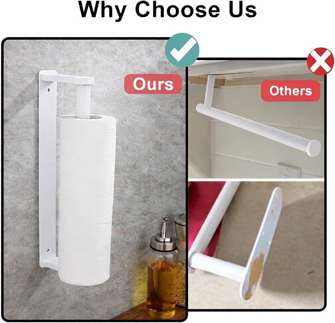 MONEER Kitchen Roll Holder Under Cabinet, Paper Towel Holder, Aluminum Alloy - Image 7