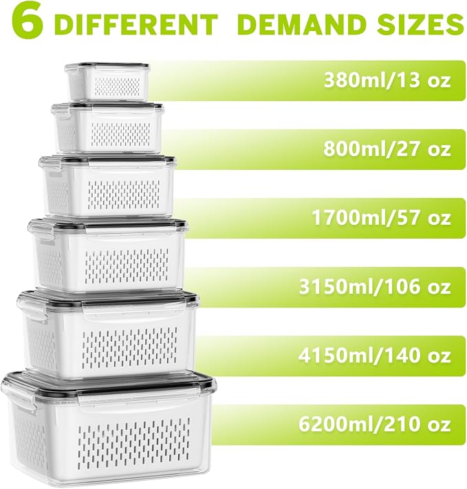 HOMETALL 6 PCS Fruit Storage Containers - Image 3