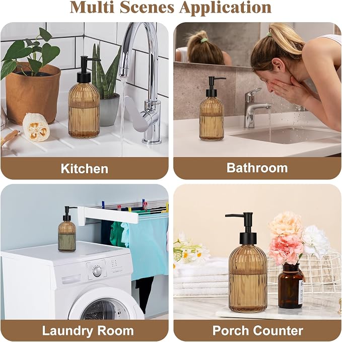 Glass Soap Dispenser with Plastic Pump, Hand Soap Dispenser - Image 4