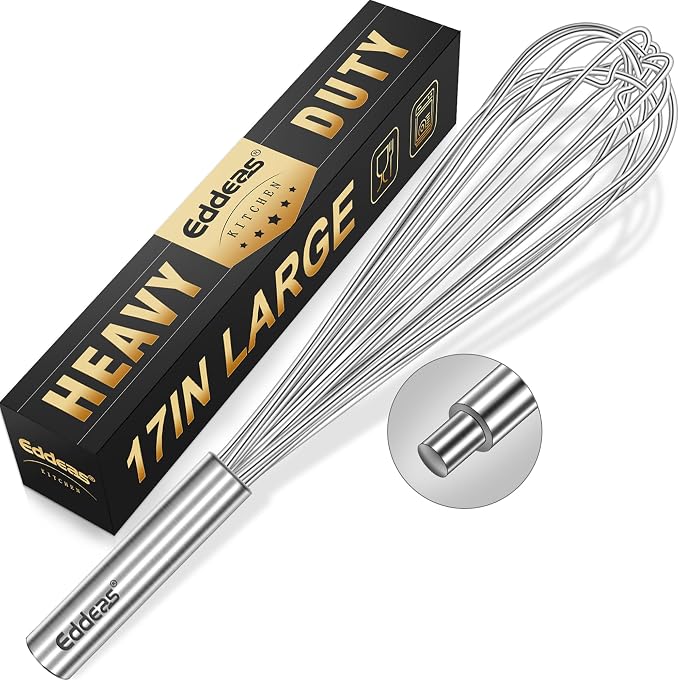 Eddeas 17in Large Whisk, Heavy Duty whisk, Stainless Steel whisk Suitable by Eddeas