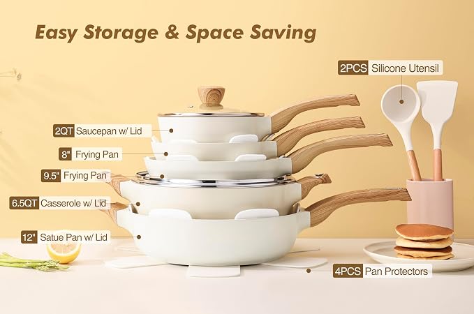 SENSARTE Ceramic Cookware Sets, Pots and Pans Set Non stick, 14 Piece Induction - Image 3