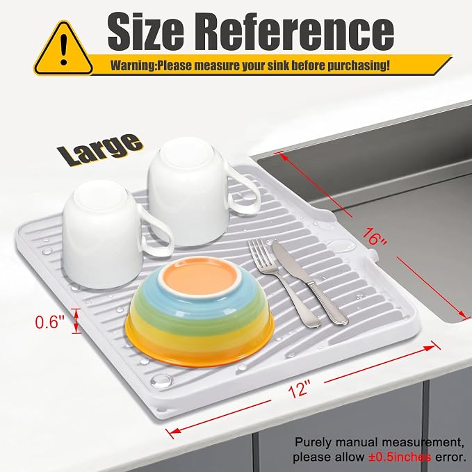 TIKNIK Silicone Dish Drying Mat, Stone Drying Mat - Image 2