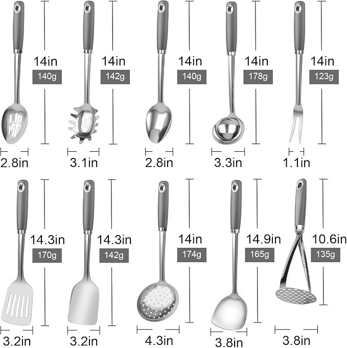 10 Piece Stainless Steel Cooking Utensils Set - Image 7