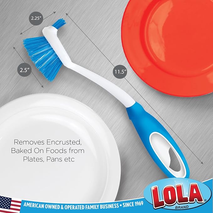 Dish Brush Scrubber for Kitchen, 4 Pack, by LOLA, Has Stiff Bristles & Food - Image 3